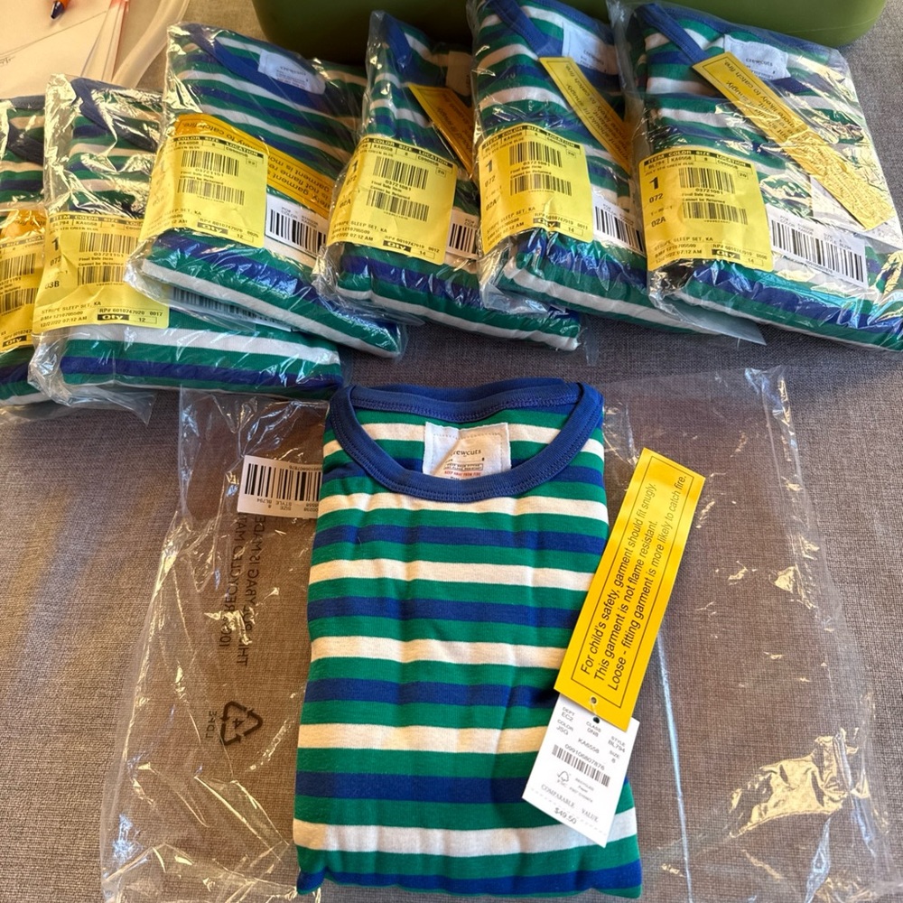 NWT J. Crew Kids Pajama Set - long sleeves, long pants, striped, fitted